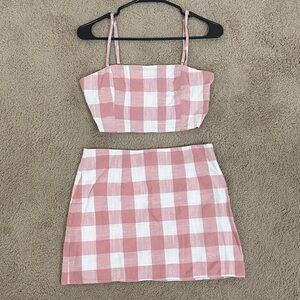 Pink and White Checkered Women's 2-Piece Set